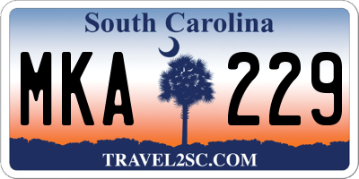 SC license plate MKA229
