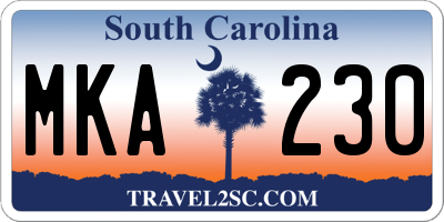 SC license plate MKA230