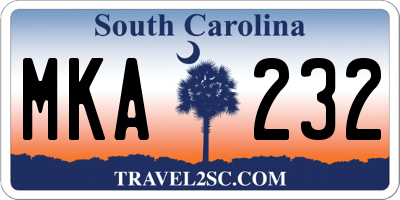 SC license plate MKA232