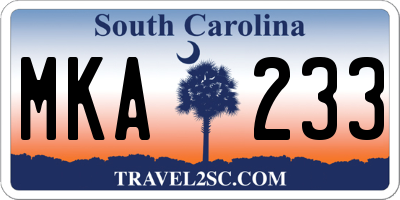 SC license plate MKA233