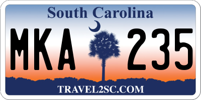 SC license plate MKA235
