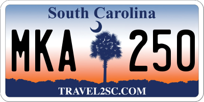 SC license plate MKA250