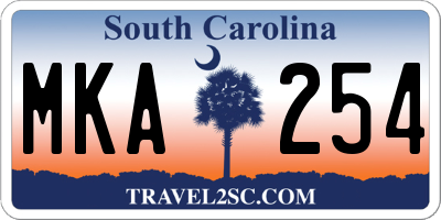 SC license plate MKA254