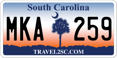 SC license plate MKA259