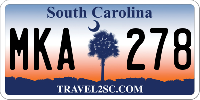 SC license plate MKA278