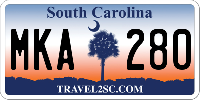 SC license plate MKA280
