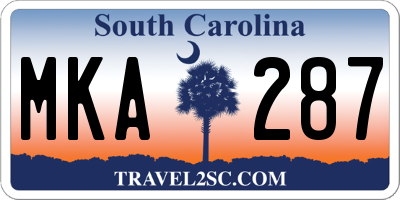 SC license plate MKA287