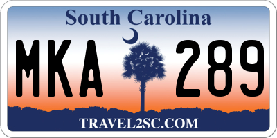 SC license plate MKA289