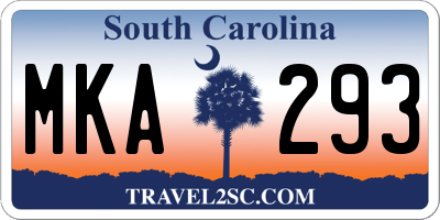 SC license plate MKA293