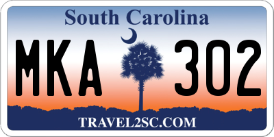 SC license plate MKA302