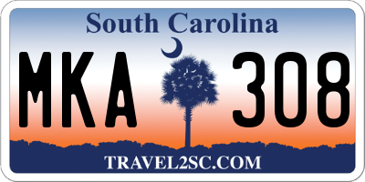 SC license plate MKA308