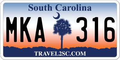 SC license plate MKA316