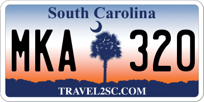 SC license plate MKA320