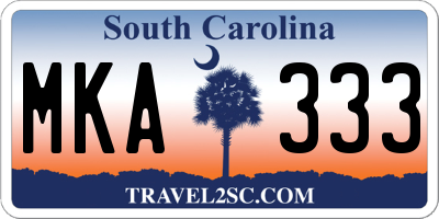SC license plate MKA333