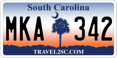 SC license plate MKA342