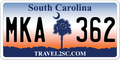 SC license plate MKA362