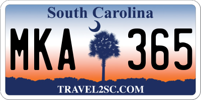 SC license plate MKA365