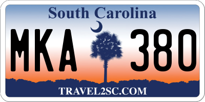 SC license plate MKA380