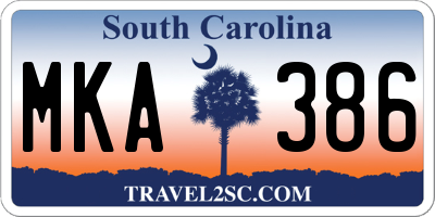 SC license plate MKA386