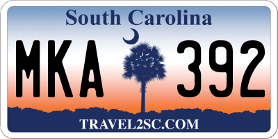 SC license plate MKA392