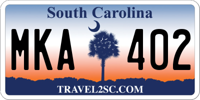 SC license plate MKA402