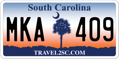 SC license plate MKA409