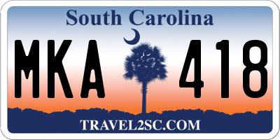 SC license plate MKA418