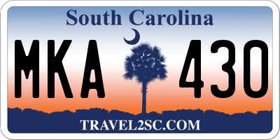 SC license plate MKA430