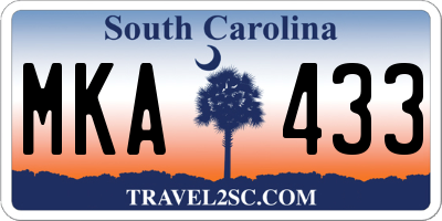SC license plate MKA433