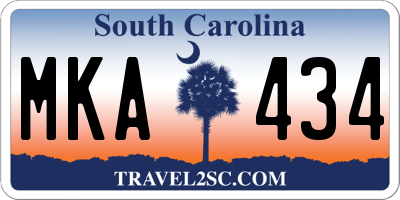 SC license plate MKA434