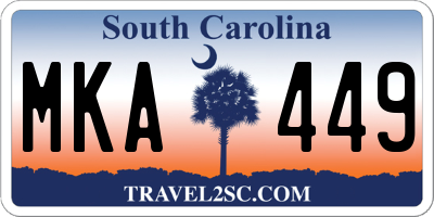 SC license plate MKA449