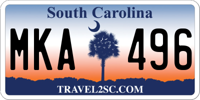 SC license plate MKA496