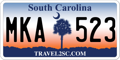 SC license plate MKA523