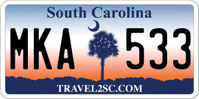 SC license plate MKA533
