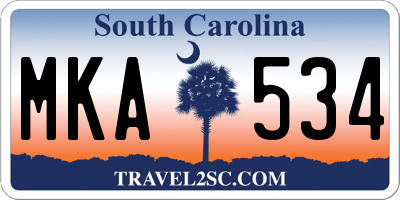 SC license plate MKA534