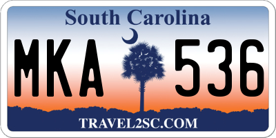 SC license plate MKA536