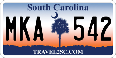 SC license plate MKA542