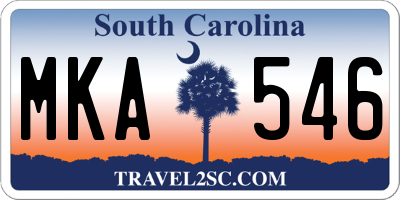 SC license plate MKA546