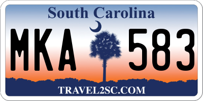 SC license plate MKA583