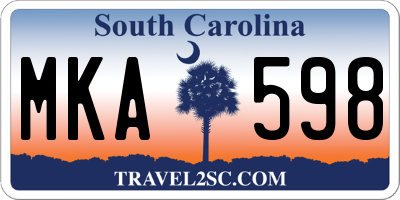 SC license plate MKA598