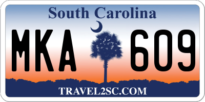 SC license plate MKA609