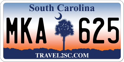 SC license plate MKA625