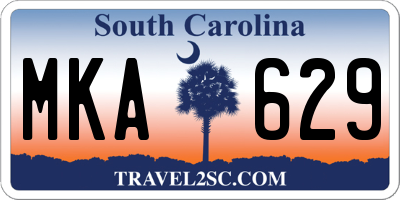 SC license plate MKA629