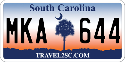 SC license plate MKA644