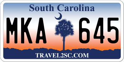 SC license plate MKA645