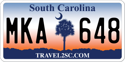 SC license plate MKA648