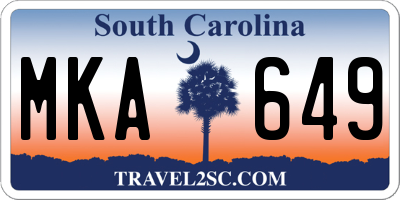 SC license plate MKA649