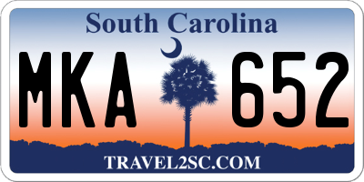SC license plate MKA652