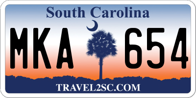 SC license plate MKA654