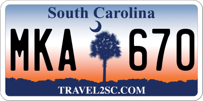 SC license plate MKA670